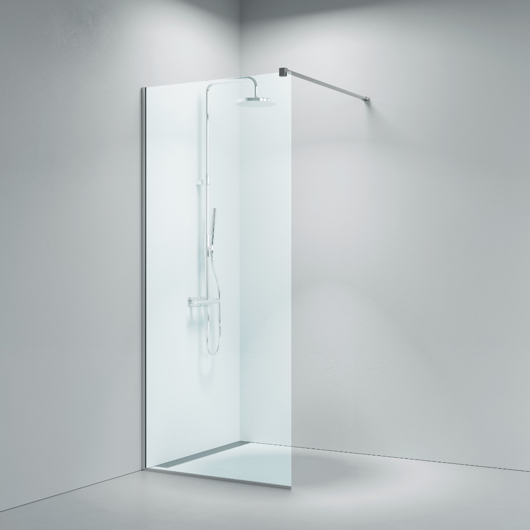 Lucca 205 fastvæg 8mm klart glas krom Up